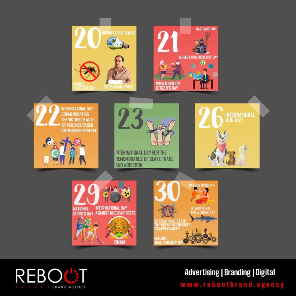 Days to celebrate in August 2023 | India | HandyGuide for Social media Posting